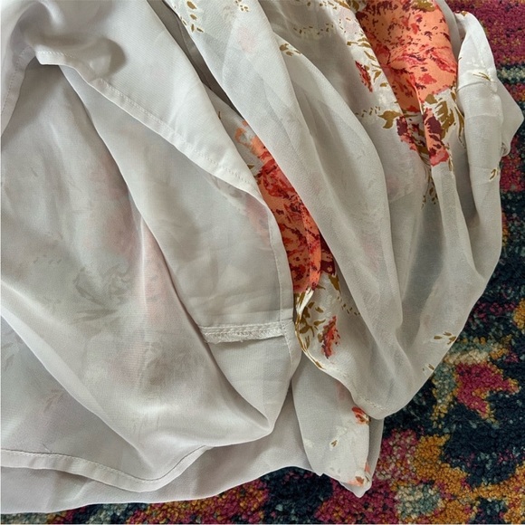 Free People | Women’s Grey/Coral Floral Tied To You Cold-Shoulder Midi Dress S - Picture 11 of 15